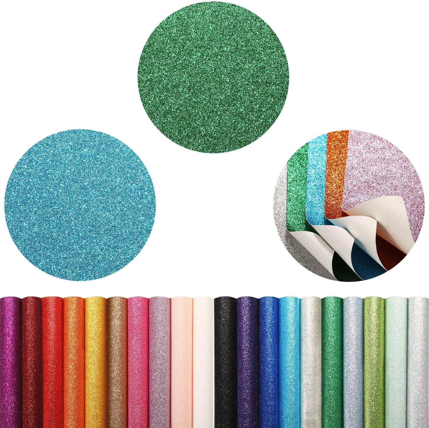 20 Pieces Shiny Glitter Faux Leather Sheets PU Faux Leather Fabric Sheet for DIY Crafts Wedding Sewing Making Earrings Crafts Hair Bows Clips Decoration Favors, 8.3 x 11.8 Inches