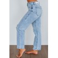 thumbnail image 3 of Women's High Rise Straight Leg Jeans, Distressed, Acid Wash, Light Wash, No Stretch, 3 of 6