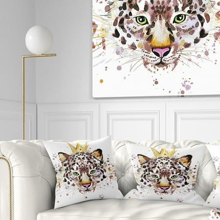 Design Art Designart Leopard Head With Golden Crown Contemporary