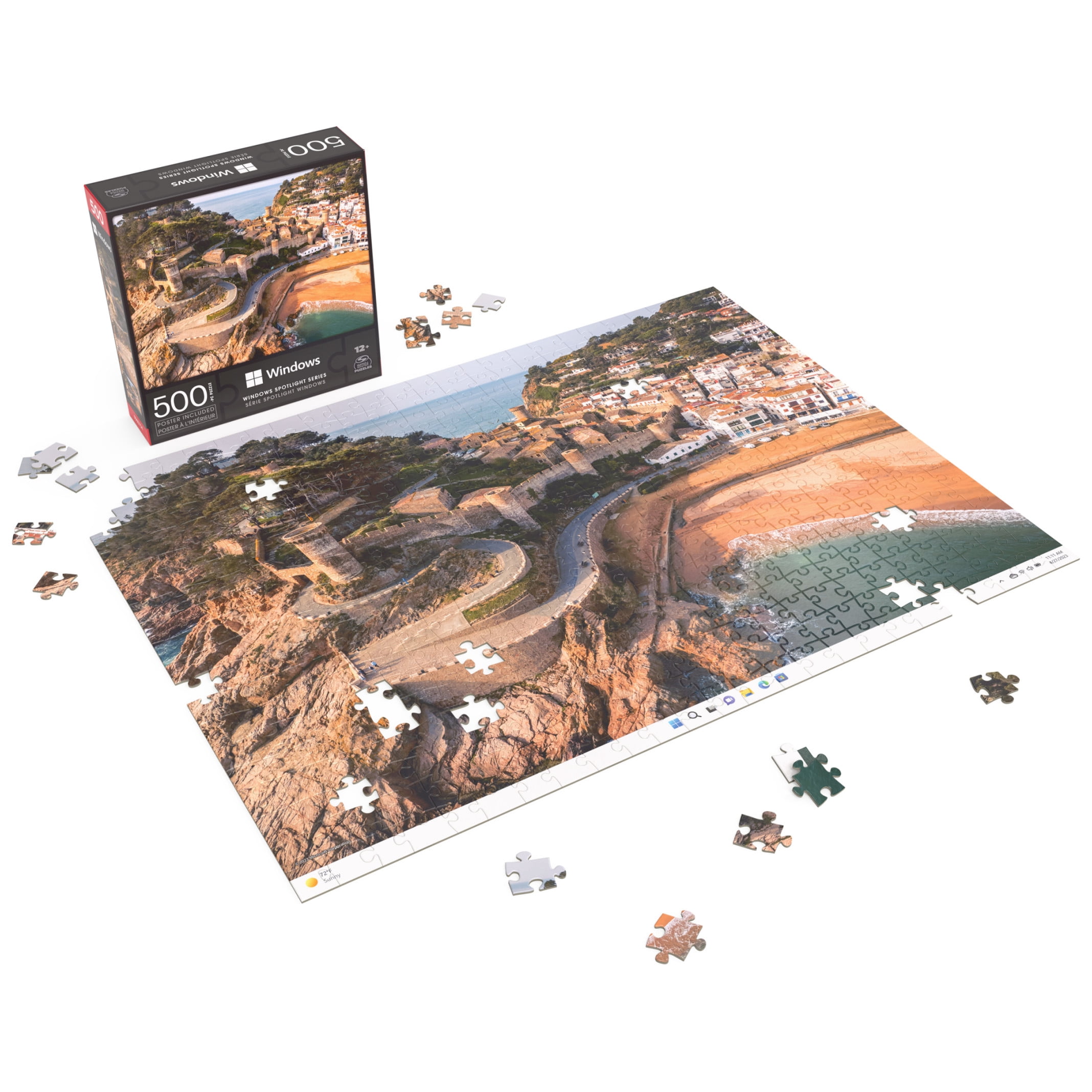 Spin Master Puzzles, Microsoft Windows Spotlight Series 500-Piece Puzzle Catalonia Spain with Poster Jigsaw Puzzle, for Adults and Kids Ages 8 and up