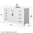 thumbnail image 4 of Beckett 60" White Single Vanity & White Quartz Top (3-Hole) & Black Trim, 4 of 5
