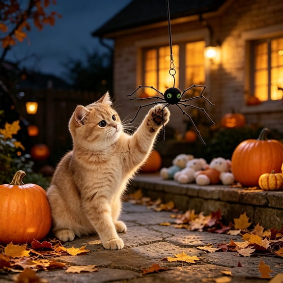 Tuvgenk Halloween Cat Toy Spider Wand Replacement Head with Realistic Design Interactive Teaser Refill for Indoor Cats Black