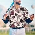 thumbnail image 6 of Daiia Retro Red Black Roses Mens Baseball Jersey Button Down Shirts Short Sleeve Sports Uniforms-XX-Large, 6 of 9