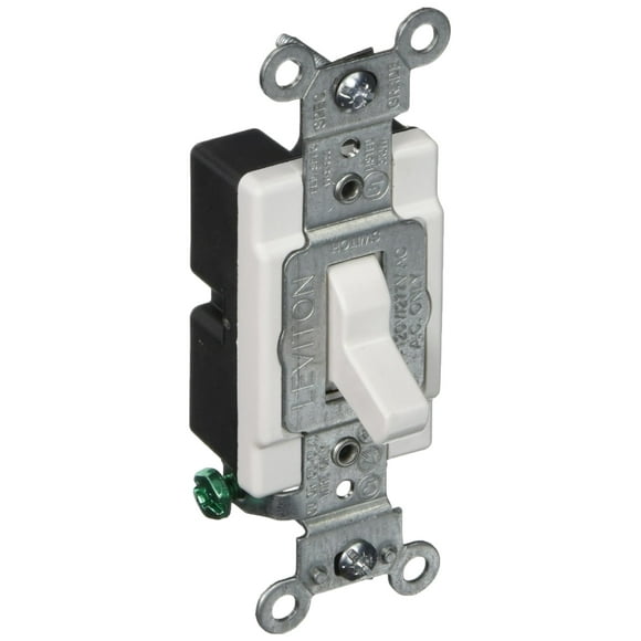 Leviton 5501-LHW 15 Amp, 120 Volt, Toggle Lighted Handle, Illuminated Off Single-Pole AC Quiet Switch, Commercial Grade, Grounding, White