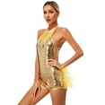 thumbnail image 2 of Zaldita Women's Glitter Sequins Leotard Tulle Tutu Skirted Bodysuit Ballroom Dance Cocktail Dress Yellow S, 2 of 7