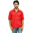 thumbnail image 2 of Atasi Men's Peach Kurta Roll-Over Shirt Collar Neck Ethnic Indian Clothing-XXX-Large, 2 of 4
