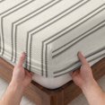 thumbnail image 3 of Cal.King Size Fitted Sheet Set - Striped Farmhouse 3 Piece Bedding Sets 16" Deep Pocket Fitted Sheet with 2 Pillowcases, Light Brown Vintage Rustic Lines Simple Brushed Microfiber Hotel Bed Sheets, 3 of 9