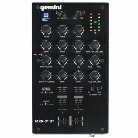 gemini MXR-01BT 2-Channel Professional DJ Mixer with Bluetooth Input - Black - Black
