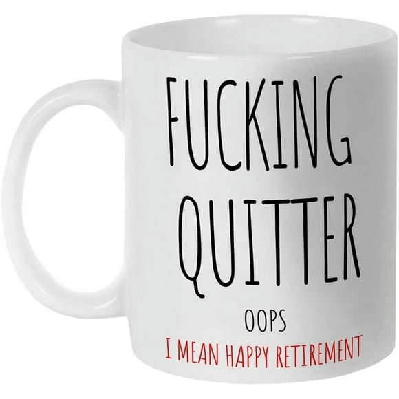 Funny Retirement Gifts for Men and Women,Quitter I mean Happy Retirement ,Retired Coffee Mug Gifts for Coworkers