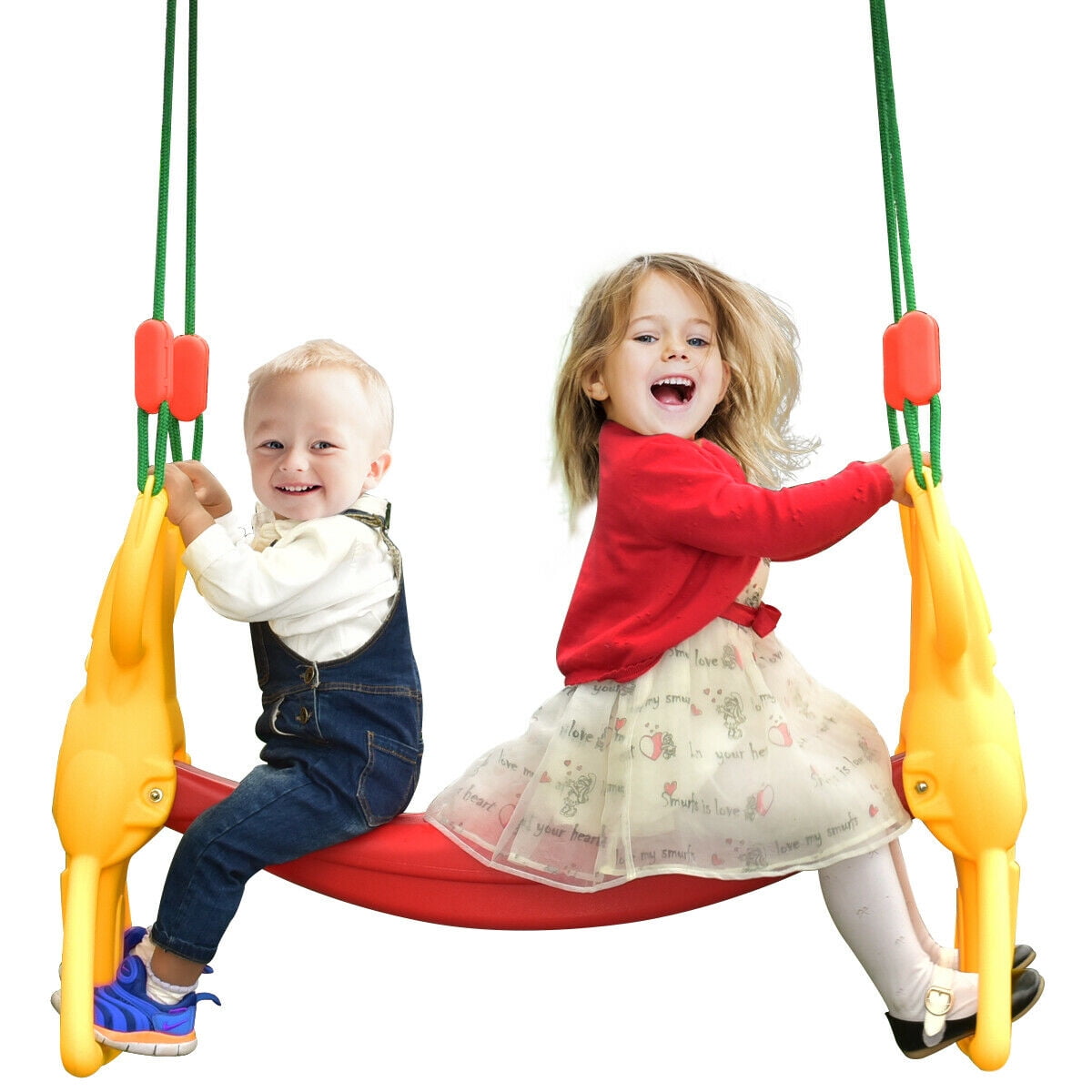 Back To Back Rider Swing For 2 Kids Glider Seat Children Backyard W Hangers