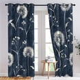thumbnail image 3 of Dandelion Floral Curtains Blackout, 2 Panel Set, Thermal Insulated Room Darkening Grommet Drapes for Living Room Bedroom, Flower Botanical Blue and White Window Treatments-42"W x 72"L (Pack of 2), 3 of 7