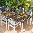 thumbnail image 2 of Yellow Sunflowers Table Cloths for 6 Foot Rectangle Tables, Western Star Brown Farmhouse Plaid Patio Waterproof Elastic Fitted Tablecloths, Washable Rectangular Table Cover for Camping, 2 of 8