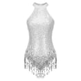 thumbnail image 3 of CHICTRY Womens Sparkling Sequins Fringed Dancewear Cross Back Latin Jazz Samba Dance Leotard, 3 of 7