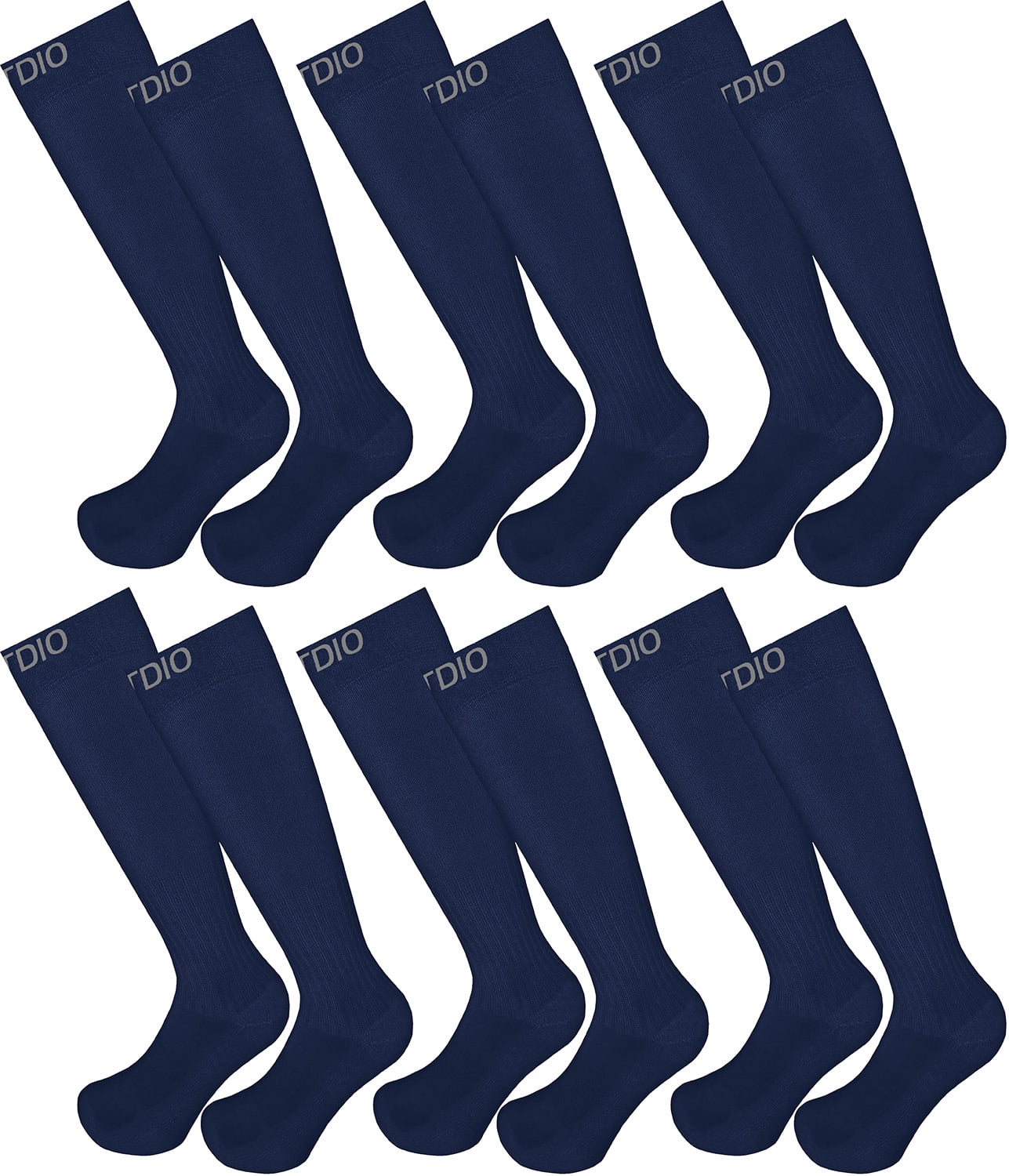 Plus Size Wide Calf Knee High 6Pair Navy Blue 1520mmHG Compression