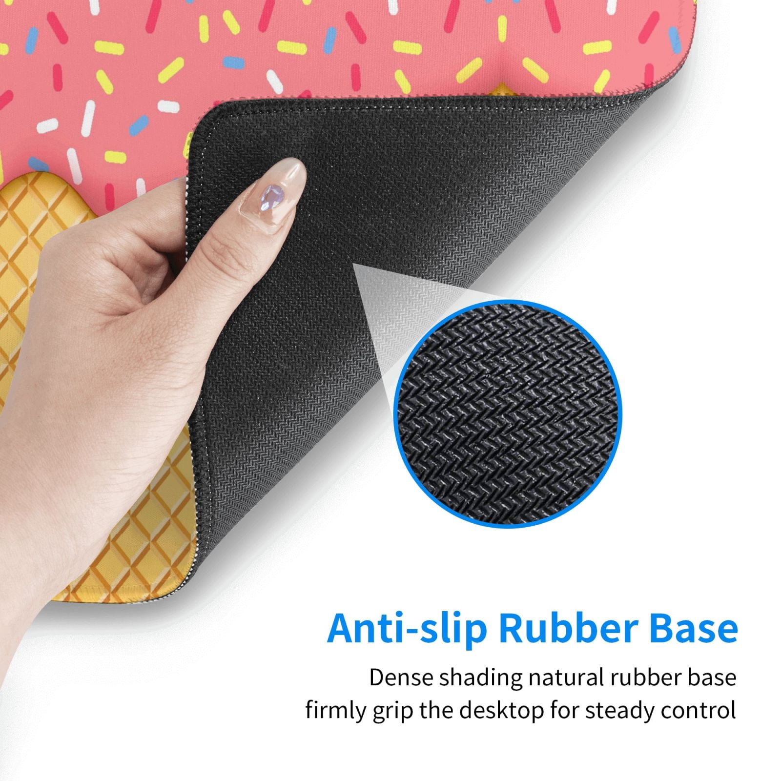 Xecao Pink Ice Cream for Waterproof Mouse Pad - Extended Contour Mouse Mat, Large Gaming Mousepad Laptop Keyboard Mat with Non-Slip Rubber Base