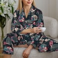 thumbnail image 4 of Goofa Colorful Tropical Leaves Printed Women’s 2 Piece Pajama Set Super,Pajamas Women's Long Sleeve Sleepwear Soft Button Down Loungewear Pjs Lounge Set Nightwear-Medium, 4 of 9