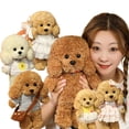 thumbnail image 2 of Peluche de perro creativo, vestido de peluche, animal suave y realista, muñeco de perro marrón, decoración para el hogar y la oficina, regalos para niñas y niños, 2 of 5
