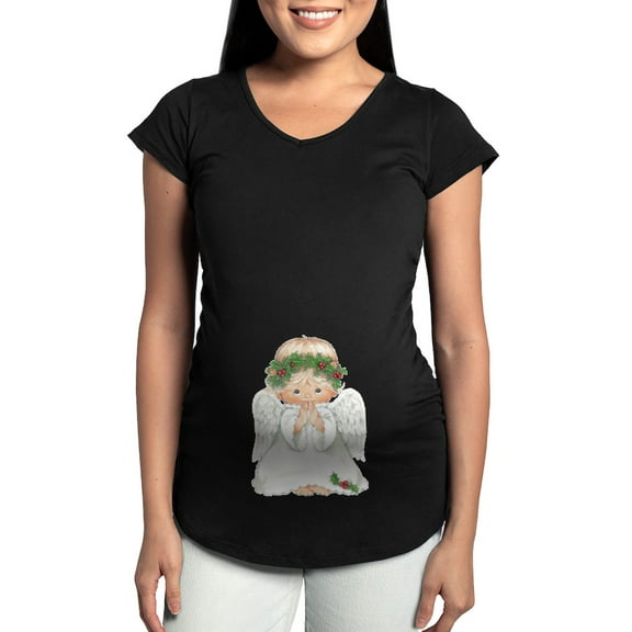 CafePress - Christmas Cute Baby Angel Praying Maternity T Shir - Maternity Dark T-Shirt