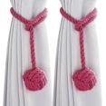thumbnail image 1 of 2 Pack Curtain Tiebacks, Curtain Holdbacks, Curtain Holdbacks, Hand Knitted Cotton Rope Tiebacks, Clips for Bedroom (Rose Red), 1 of 5