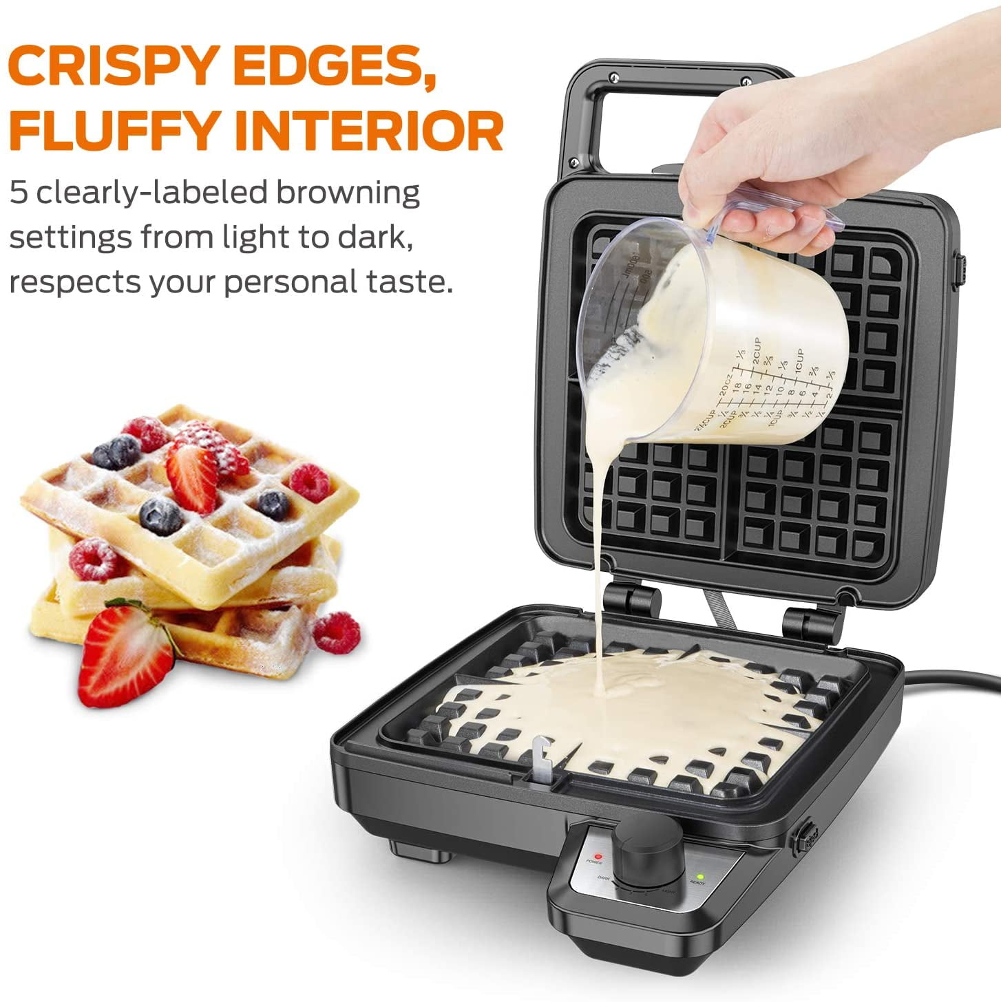 Buy MZDXJ Waffle Maker with Removable Plates, 4Slice Belgian Waffle