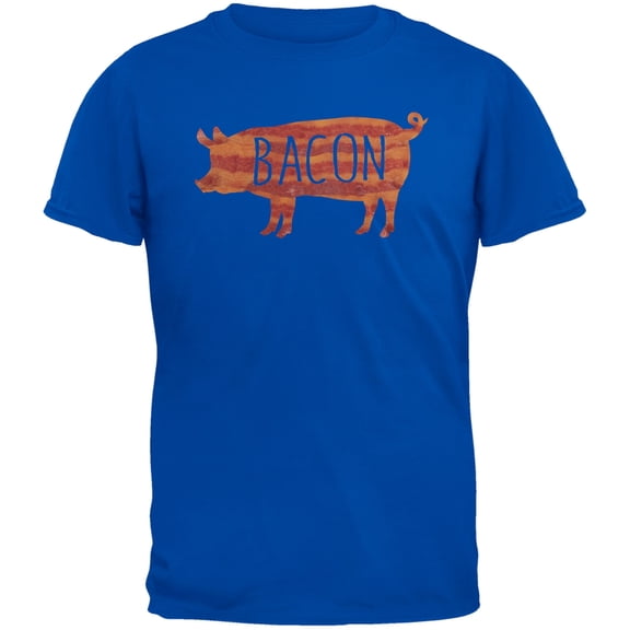 Bacon Pig Silhouette Blue Youth T-Shirt - Youth Medium