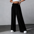 thumbnail image 6 of QATAINLAV Linen Wide Leg Pants for Women Casual Drawstring Ruffle Waist Trousers with Pockets Summer Flowy Beach Slacks Black XXL, 6 of 8