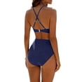 thumbnail image 4 of Kaemgyyd Women's One Piece Swimsuit Deep V Neck Monokini Bathing Suit with Bikini Tops Cross Back Mesh Swimwear, 4 of 5