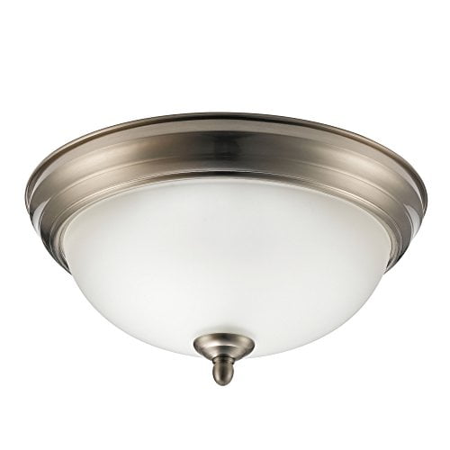 Aline 11" 1-Light Flush Mount Ceiling Light, Brushed Steel Finish, Frosted Glass Shade,65185 ...