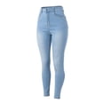thumbnail image 5 of Gibobby Jeans dama cintura alta Pantalones vaqueros clásicos para mujer Pantalones de lápiz de mezclilla azul de cintura alta delgados ocasionales Pantalones(Azul claro,XL), 5 of 5