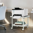 thumbnail image 4 of Topbuy 2-Tier Rolling Under Desk Printer Cart with 2 Storage Shelves Printer Stand for home office White, 4 of 6