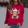 thumbnail image 2 of Chandail en Molleton Décontracté à Manches Longues pour Femmes, Imprimé Vache Western de Noël, 2 of 4