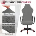 thumbnail image 3 of 2 Pack Gaming Chair Covers, Stretchable Office Computer Chair Slipcover with Armrest Covers, Elastic Seat Protector for Office Reclining Racing Game Chair, Light Gray, 3 of 7