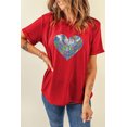 thumbnail image 7 of Women's Red Rainbow Sequin Heart Shape Crew Neck T-Shirt - Fun and Casual Graphic Tee | [ZhiHiMeRi] | (US 20-22)2XL, 7 of 7