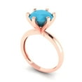 thumbnail image 2 of Clara Pucci 14K Rose Gold 3ct Turquoise Solitaire Ring for Women, 2 of 8
