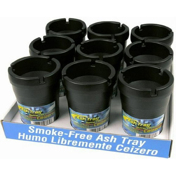 Custom Accessories 93365D Black Smokeless Ashtray Counter Display Pack of 9