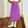 thumbnail image 5 of Women's Stretchy High Wasited A Line Long Maxi Skirt Below Knee Length Flared Midi Skirts Purple, 5 of 6
