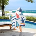 thumbnail image 3 of Yayeee Kids Hooded Towels Toddler Soft Absorbent Beach Bathing Wrap 50" x 23.5", Colorful Sailboats, 3 of 5