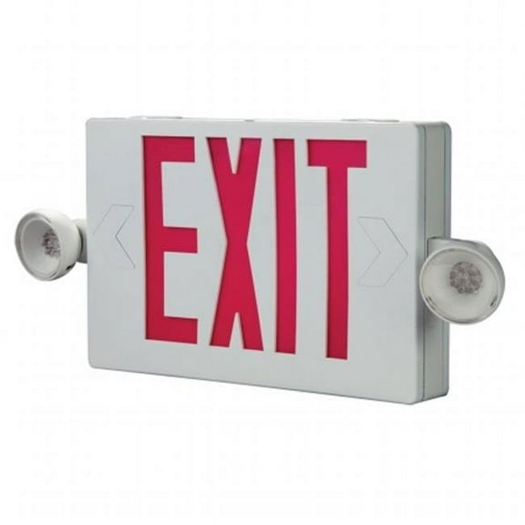 Cooper Lighting APCH7R Self Powered Combination Exit Sign with LED Heads 2 LED White Housing Red Letter Sure-Lites