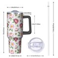 thumbnail image 2 of 40oz Pioneer Flower Floral Print Pattern Insulated Tumbler with Handle, BPA-Free Leak Proof Lid and Straws, Double Wall Vacuum, Hot 12h/Cold 34h, 2 of 6