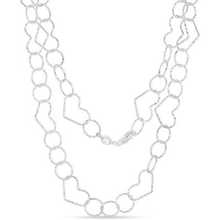 Diamond-Cut Heart Link Chain in Sterling Silver, 18