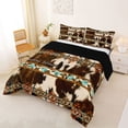 thumbnail image 2 of Feelyou Aztec Full Size Comforter Sets, Brown Cow Print Bedding Sets, 3-Piece, 2 of 7