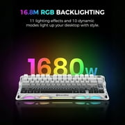 GravaStar Mercury K1 75% Wireless Gaming Keyboard - Aluminum, Gasket, Hot-Swap Linear Switches, RGB-Gradient White