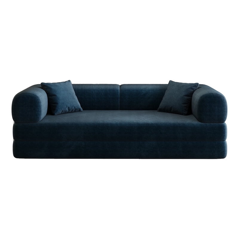 78.8" Convertible Sleeper Sofa Bed, Corduroy Folding Modern Boneless Couch Compression Sofa in Box, Floor Sofa Loveseat with Support Rods