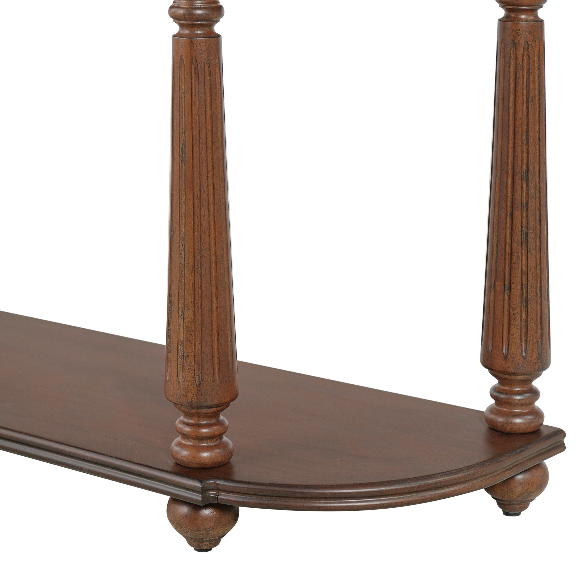 Christopher Knight Home Vintage Half Moon Wood Console Table with Drawers and Open Shelf, Walnut