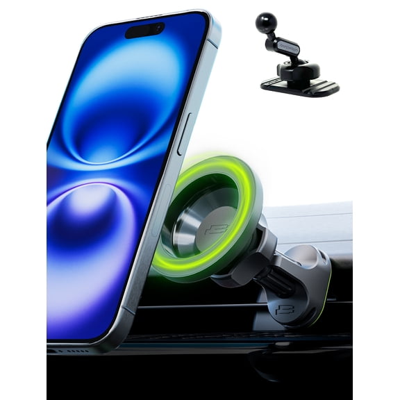 Bracketron MagAlign Pro Magnetic MagSafe Car Vent & Dashboard Phone Mount with 3M Adhesive Base , 360° Rotation, One-Hand Operation, Strong Magnetic Phone Holder for iPhone & Android