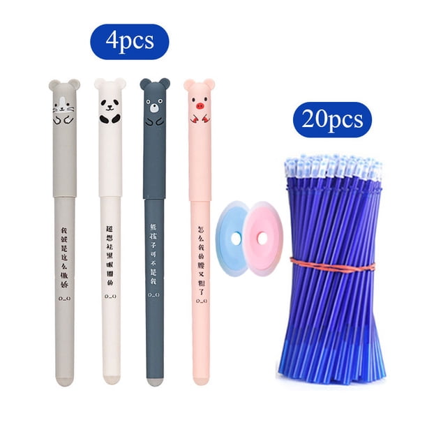 26 Uds. Bolígrafos de gel borrables Kawaii 0,38mm papelería bonita bolígrafo azul y negro para escribir suministros escolares accesorios de oficina