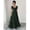 Dark Green, variant on Womens Dark Green Square Neck Tiered Long Dress With Puff Sleeves