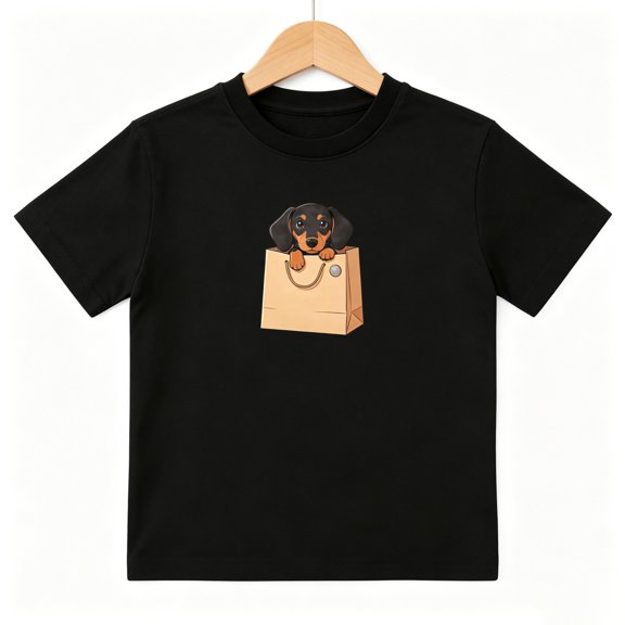 Cute Dachshund Bag Puppy Boys Graphic Tees Dog Lover Kids T-Shirt 100% Cotton Short Sleeve Tops Ages 4-13Y