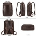 thumbnail image 3 of Mochila LUUFAN de piel auténtica para hombre, 14 ordenadores portátiles, color café, 3 of 9