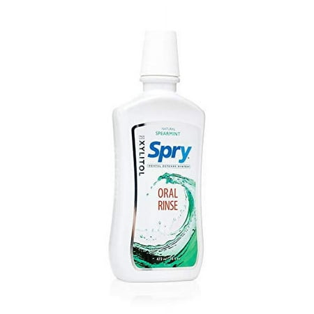Spry Xylitol Mouthwash, Natural Ingredients, Enamel Support Oral Rinse, Spearmint 16 fl oz 1 Pack